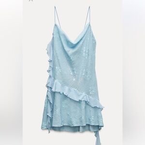 RUFFLED SEQUIN MINI DRESS